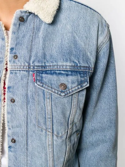 Shop Levi's Faux Shearling Lined Denim Jacket In Blue