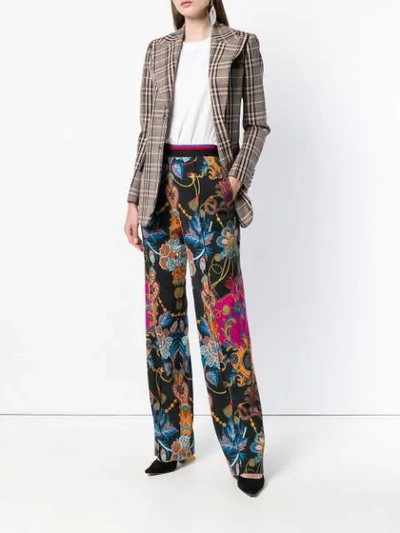 Shop Etro Striped Waisted Flare Leg Trousers In Black