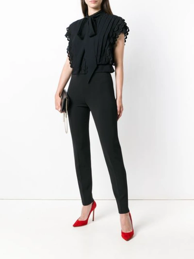 Shop Antonio Berardi Pussy Bow Pleat Front Blouse In Black