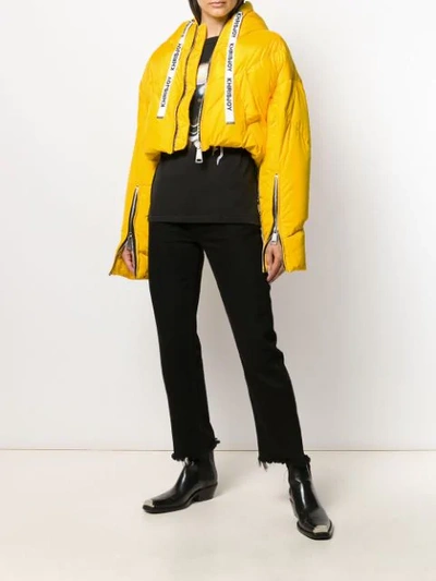 Shop Khrisjoy Cropped Puffer Jacket In Yellow