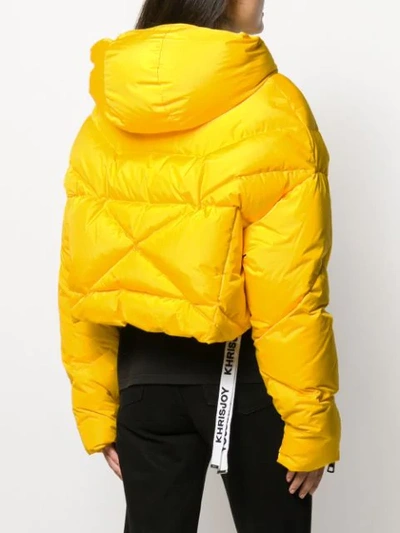 Shop Khrisjoy Cropped Puffer Jacket In Yellow