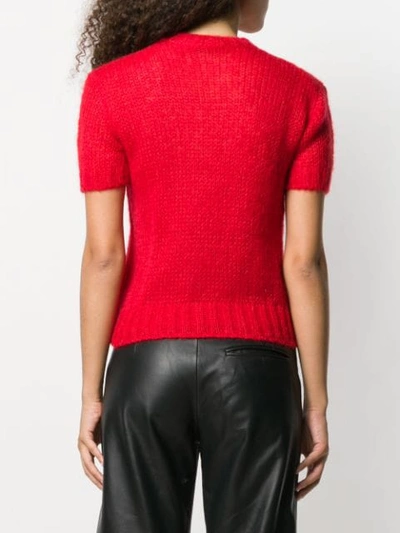 Shop Prada Short-sleeve Knitted Sweater In F0011 Red