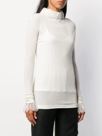 Shop Philosophy Di Lorenzo Serafini Lace-trimmed Knitted Top In White