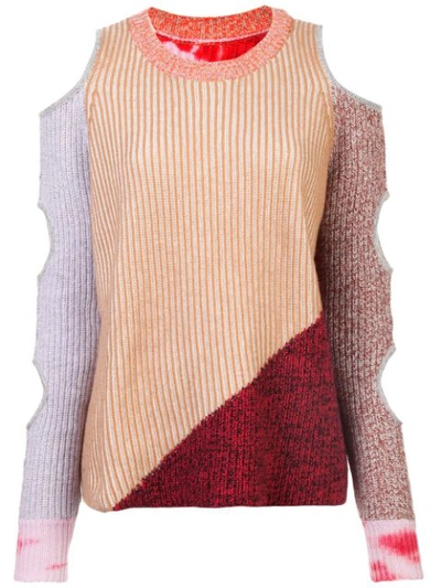 Shop Zoë Jordan Cut-out Knitted Sweater In Brown