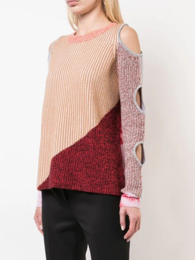 Shop Zoë Jordan Cut-out Knitted Sweater In Brown