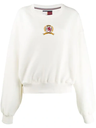 Tommy Hilfiger Embroidered Logo Sweatshirt In Yah Bianco