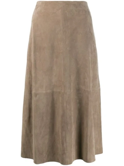Shop Theory Panelled Skirt In Neutrals