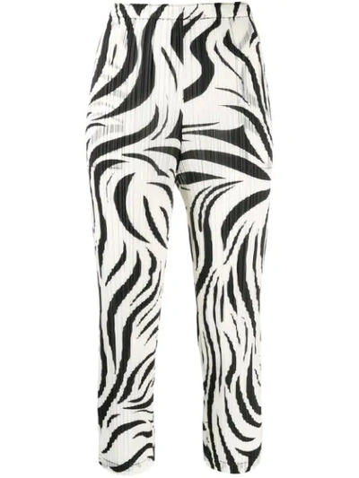 Shop Issey Miyake Zebra-pattern Pleated Trousers In White