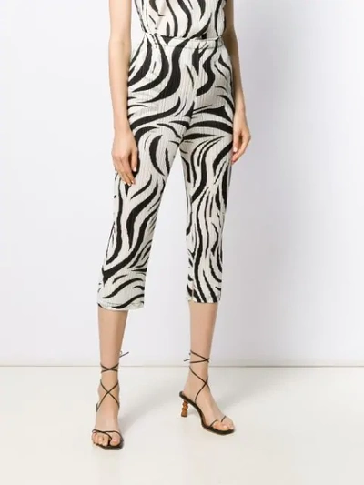 Shop Issey Miyake Zebra-pattern Pleated Trousers In White