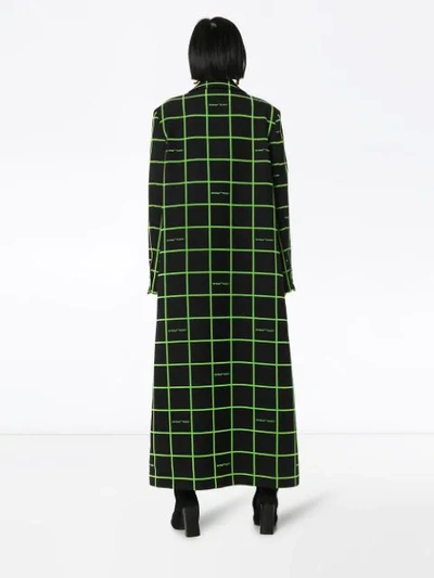 Shop Off-white Checked Long Coat In Black