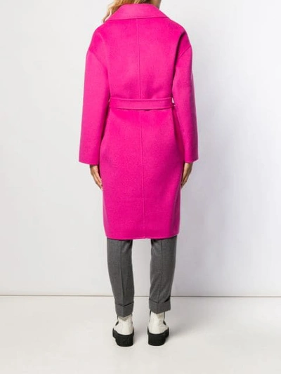 Shop Kenzo Double Breasted Belt Coat In Pink