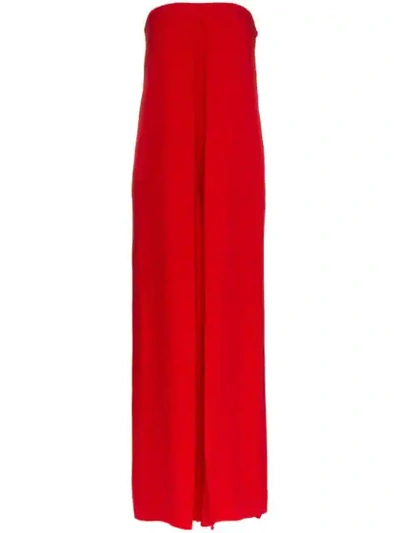 Shop Valentino Schulterfreier Jumpsuit In Red