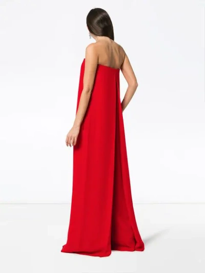 Shop Valentino Schulterfreier Jumpsuit In Red