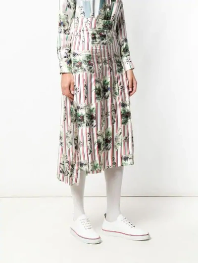 Shop Thom Browne Tricolor Hunting Print Pleated Skirt In White