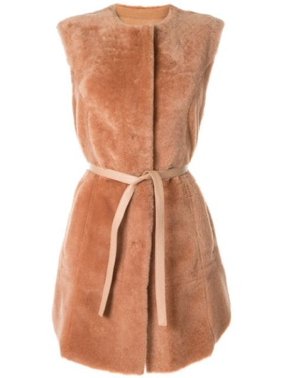 Shop Drome Fur Gilet In Orange