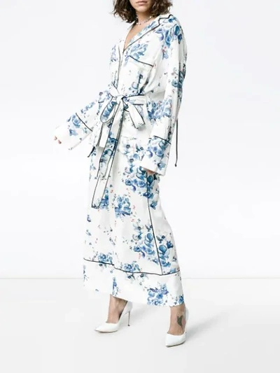 Shop Off-white X Browns Floral Print Wide-leg Pyjama Trousers In White