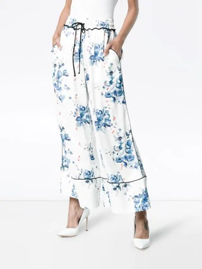 Shop Off-white X Browns Floral Print Wide-leg Pyjama Trousers In White