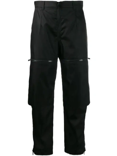 Shop Prada Cropped Cargo Trousers In Black