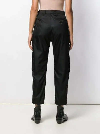 Shop Prada Cropped Cargo Trousers In Black