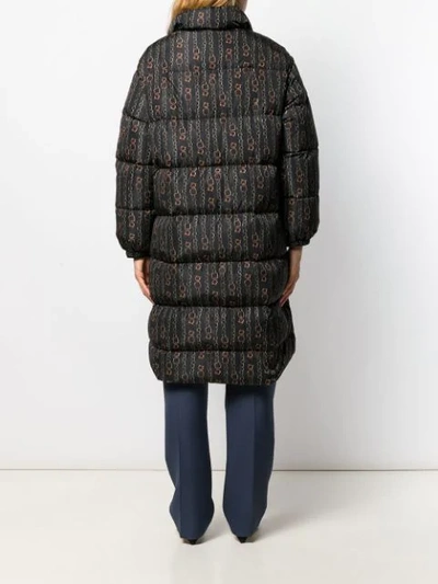 Shop Ferragamo Chains Print Puffer Jacket In Black