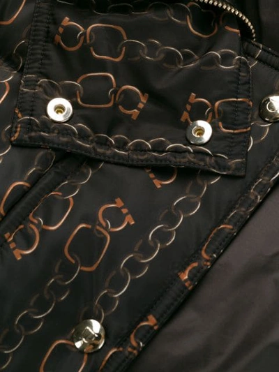 Shop Ferragamo Chains Print Puffer Jacket In Black