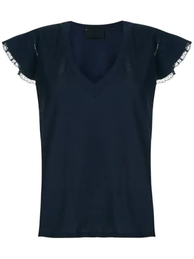 Shop Andrea Bogosian Lace Trimming Pleasure T-shirt In Blue Noir