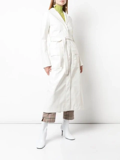 Shop Nomia Belted Trench Coat In White