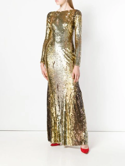 Shop Amen Sequinned Evening Dress In Metallic