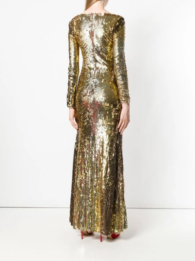 Shop Amen Sequinned Evening Dress In Metallic