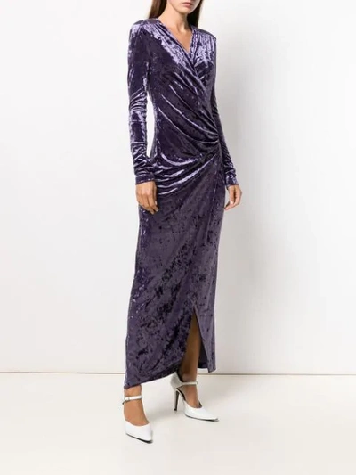 Shop Off-white Velvet Wrap Dress In Blue