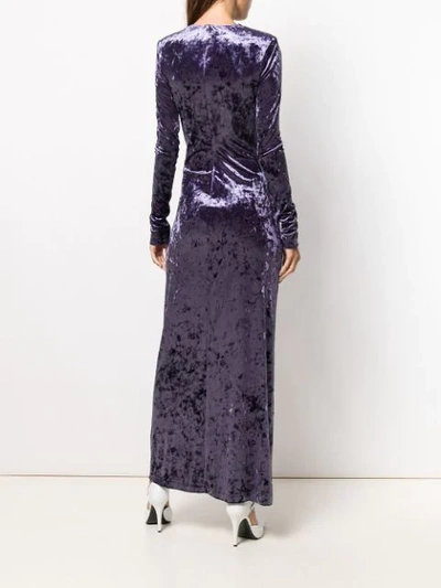 OFF-WHITE VELVET WRAP DRESS - 蓝色