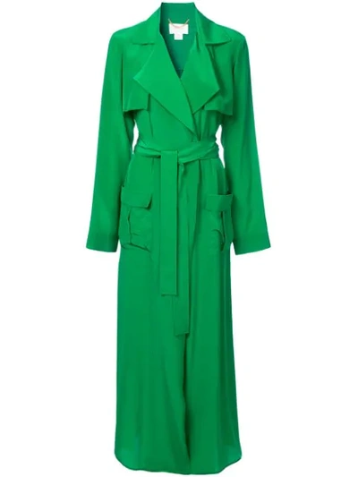 Shop Semsem Belted Long Coat - Green