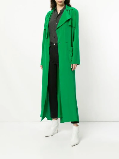 Shop Semsem Belted Long Coat - Green
