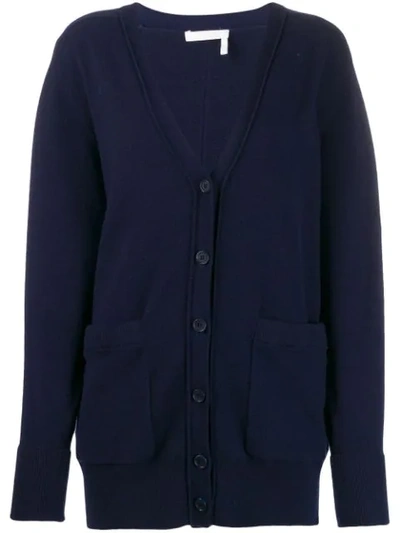 Shop Chloé V-neck Knit Cardigan In Blue