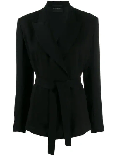 Shop Erika Cavallini Tie Waist Blazer In Y690 Black