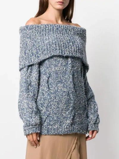 Shop Snobby Sheep Off The Shoulder Jumper In Azzurro