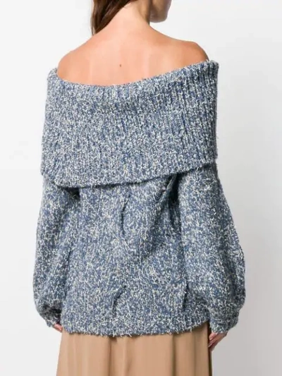 Shop Snobby Sheep Off The Shoulder Jumper In Azzurro