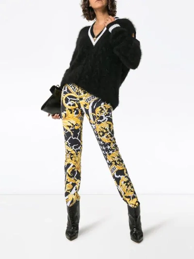 Shop Versace Savage Baroque Print Slim-fit Jeans In A7900