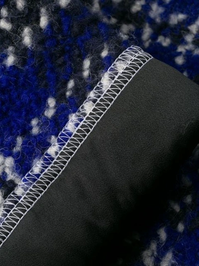 Shop Marni Plaid Fringed Coat In Blue