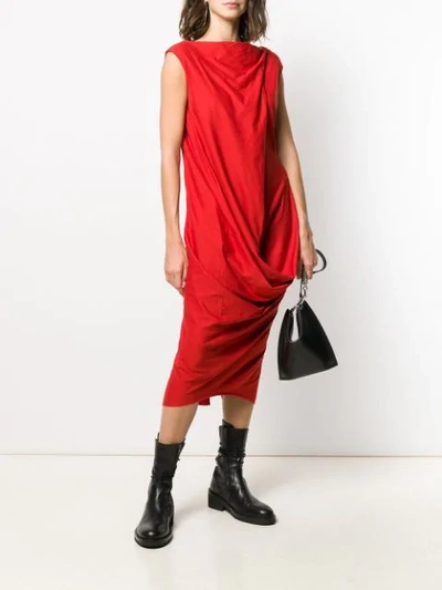 Shop Rick Owens Draped Design Dress In Red