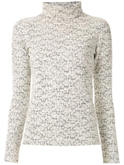 Shop Framed High Neck Tweed Top In White