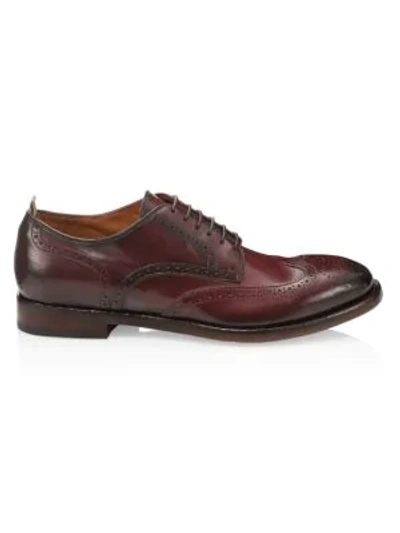 Shop Officine Generale Emory Wingtip Leather Derby Loafers In Canyon Bordo