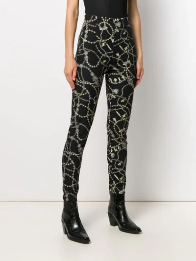 Shop Pinko Jewel Print Skinny Trousers In Black