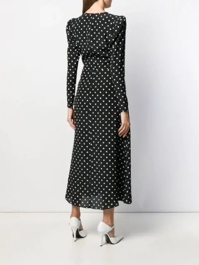 Shop Alessandra Rich Polka Dot Tea Dress In Black