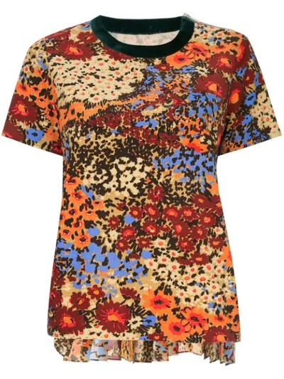 Shop Sacai Floral Print T-shirt - Multicolour