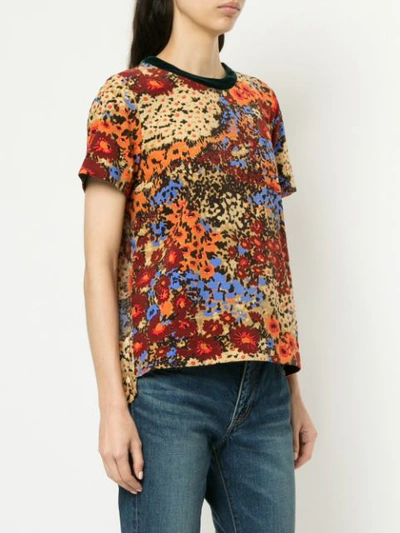 Shop Sacai Floral Print T-shirt - Multicolour