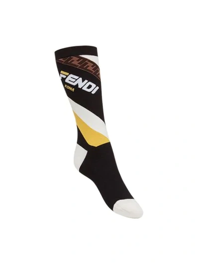 Shop Fendi Mania Motif High Socks - Black