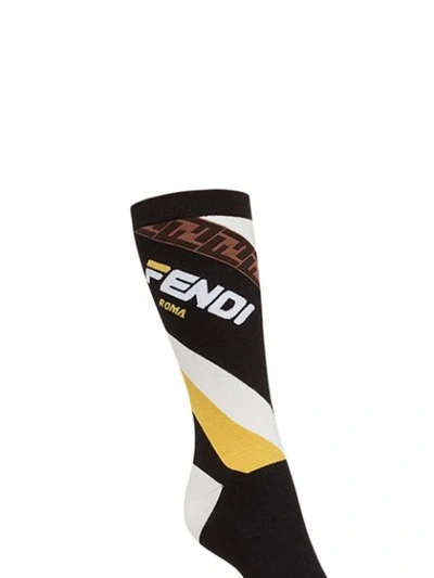 FENDI FF图案高筒袜 - 黑色