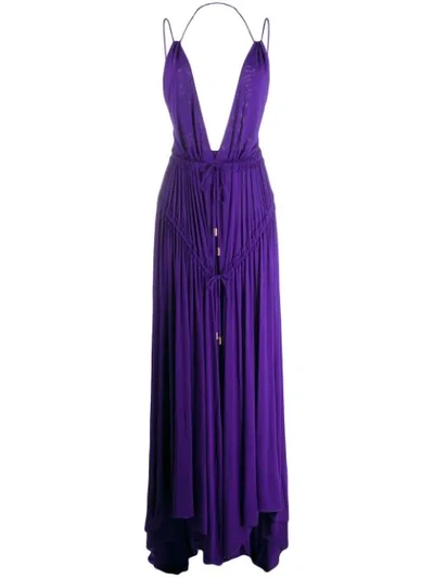 Shop Dsquared2 Plunging Neck Crepe Dress In Purple