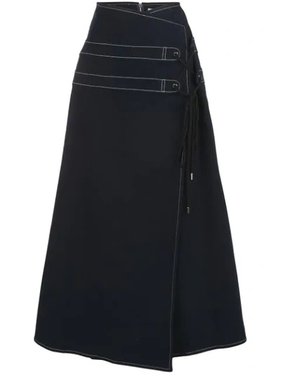Shop Adeam A-line Wrap Skirt In Black